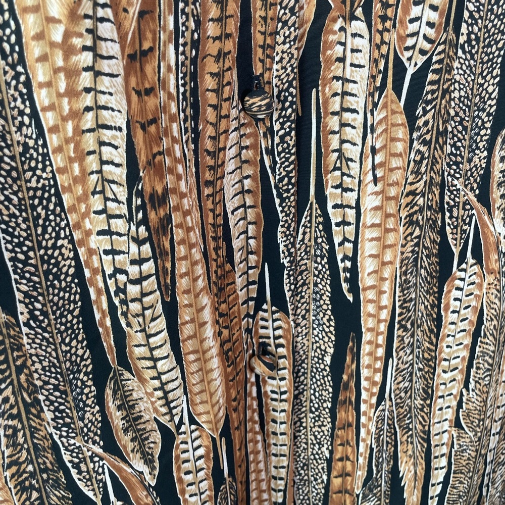 Vintage Le Caviar Feather Print Women's Blouse - Picture 4 of 5